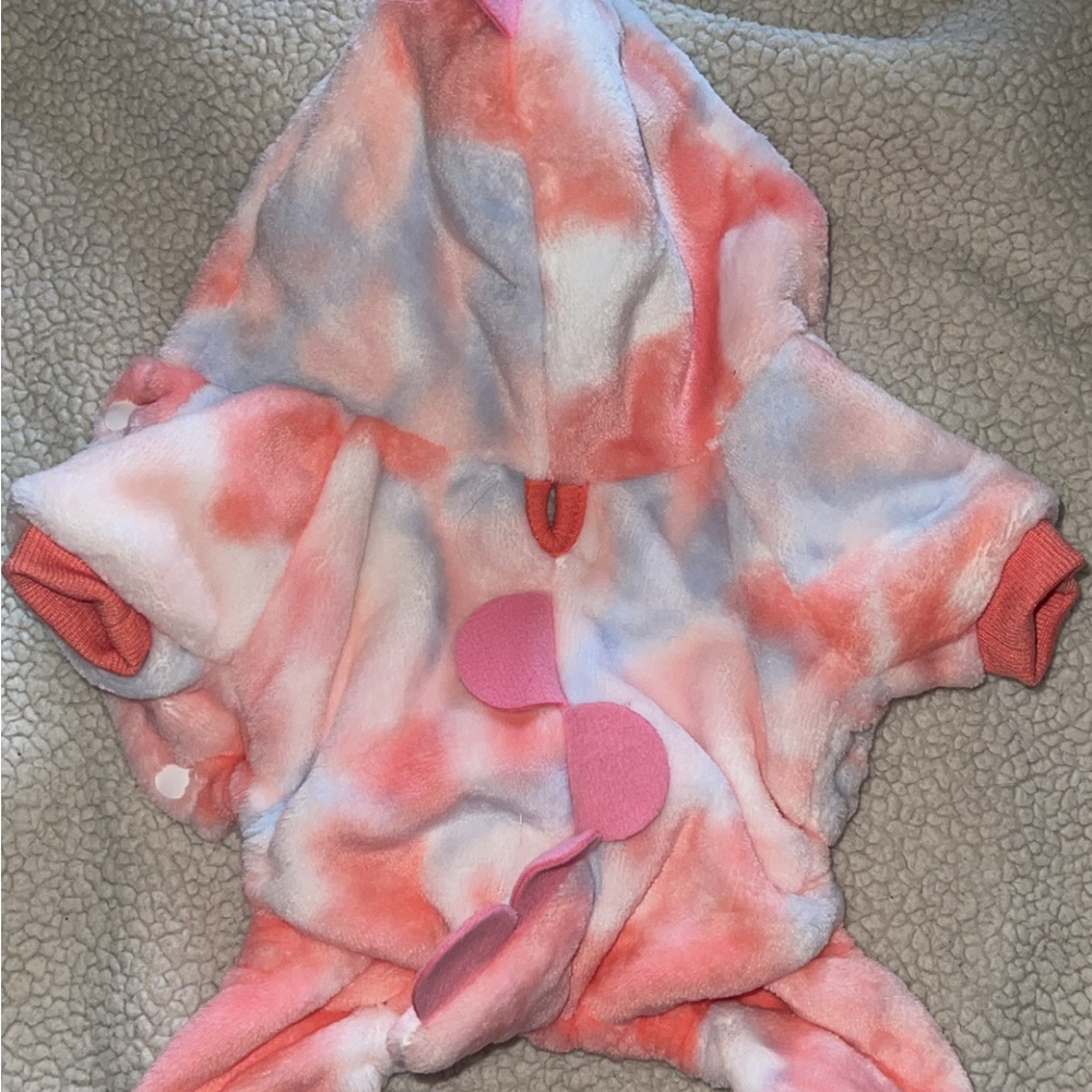 Pink and White Dog dino one piece with Watercolor Design